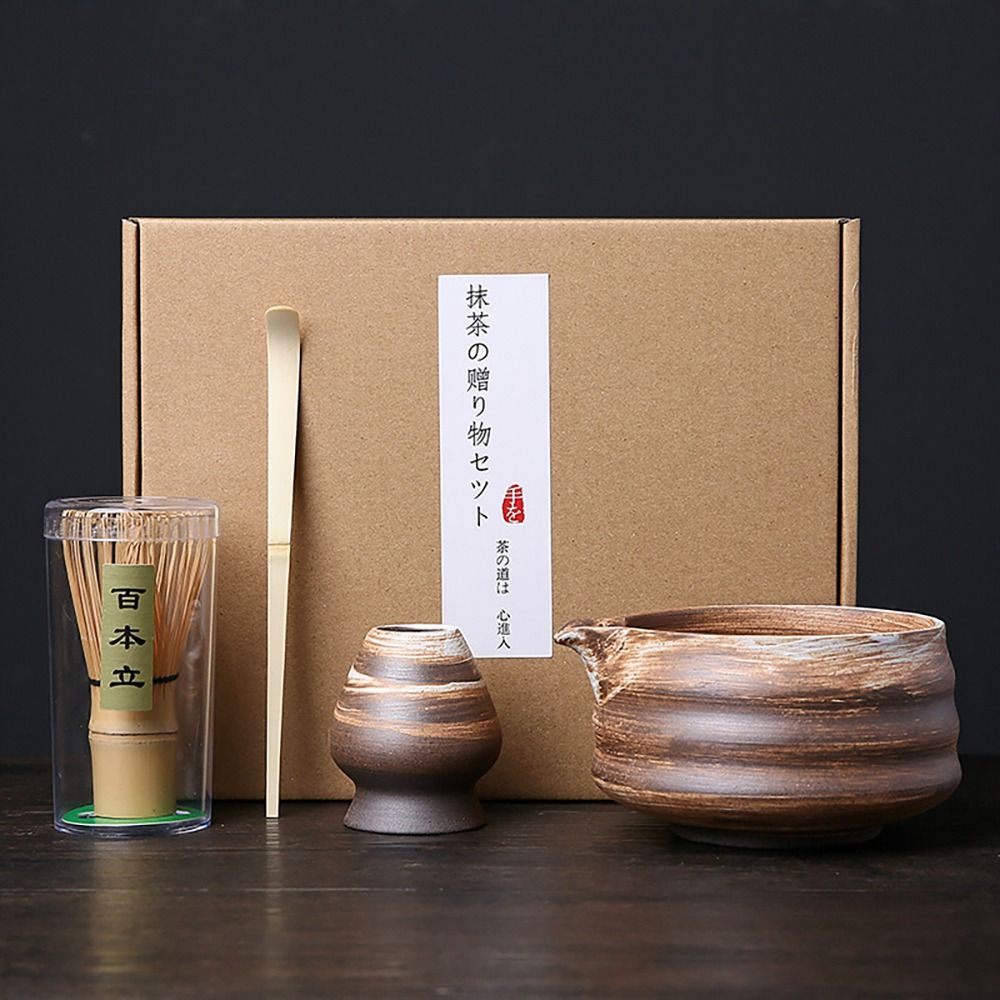 4 pezzi nuovo set da tè matcha - Bamboo Whisk Chasen recensione e prezzo